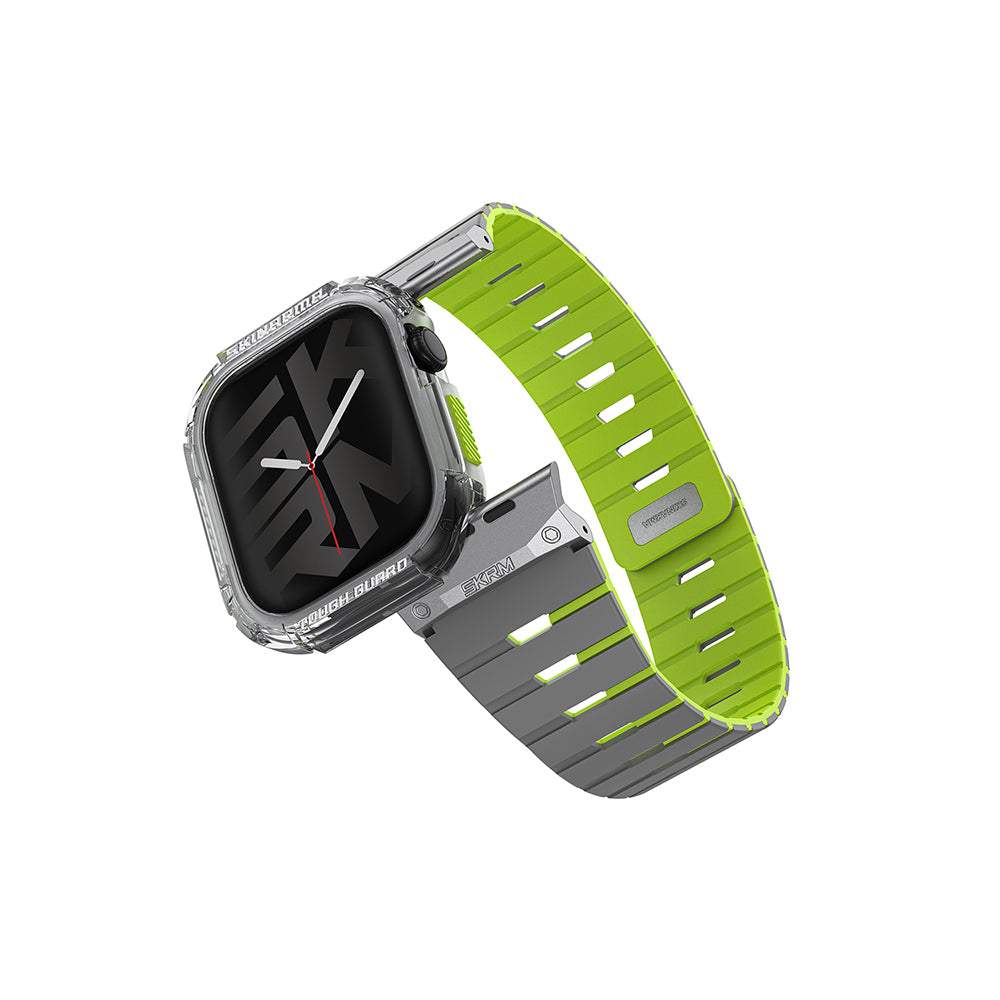 Skinarma Nightglow Atom Apple Watch Ultra 49mm TPU Kasa Koruyucu + Gemini Silikon Kordon Skinarma Nightglow Atom Apple Watch Ultra 49mm TPU Kasa Koruyucu + Gemini Silikon Kordon